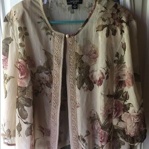 Sheer flower shimmery overlay top